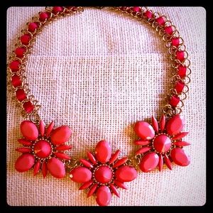 Statement Necklace pink/gold flowers